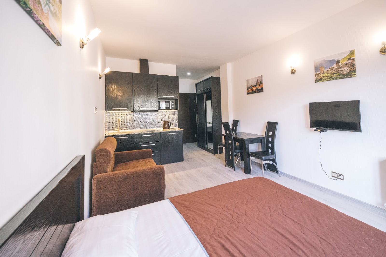 Studio with balcony 113 apartment interior in New Gudauri