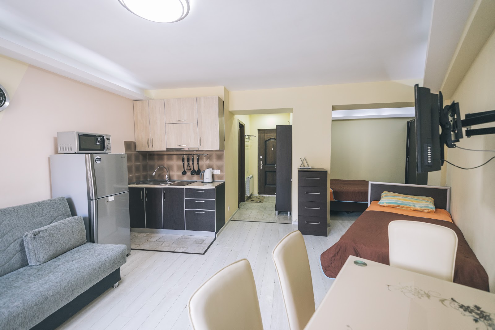 Big studio with  balcony 16 apartment interior in New Gudauri